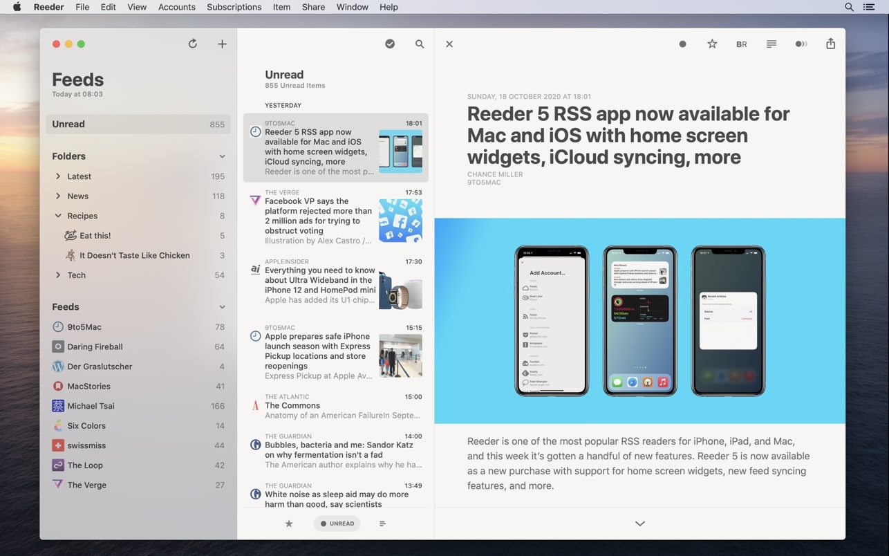 Скриншот Reeder Скриншот Reeder