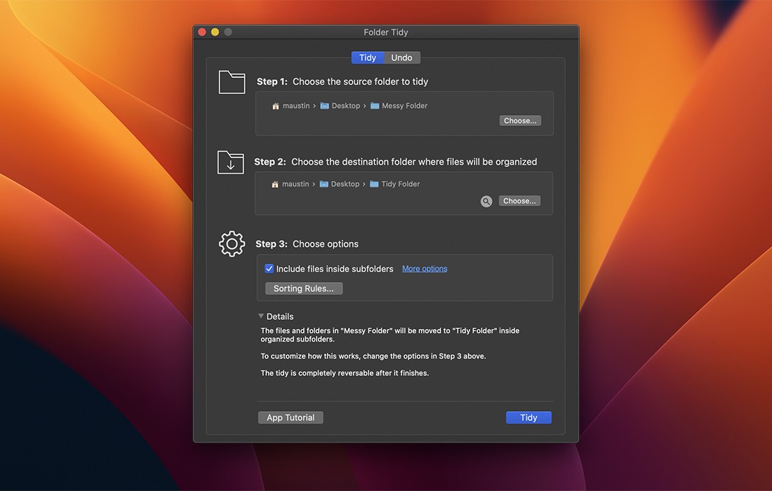 Скриншот Folder Tidy Скриншот Folder Tidy