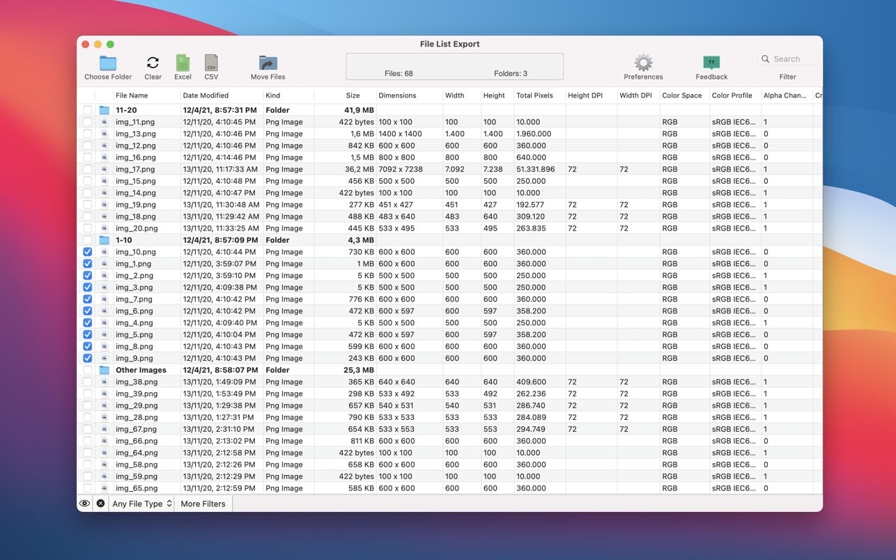 Скриншот File List Export Скриншот File List Export